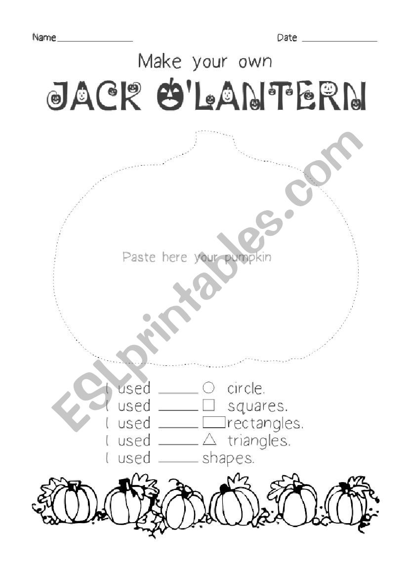 Pumpkin and shape worksheet