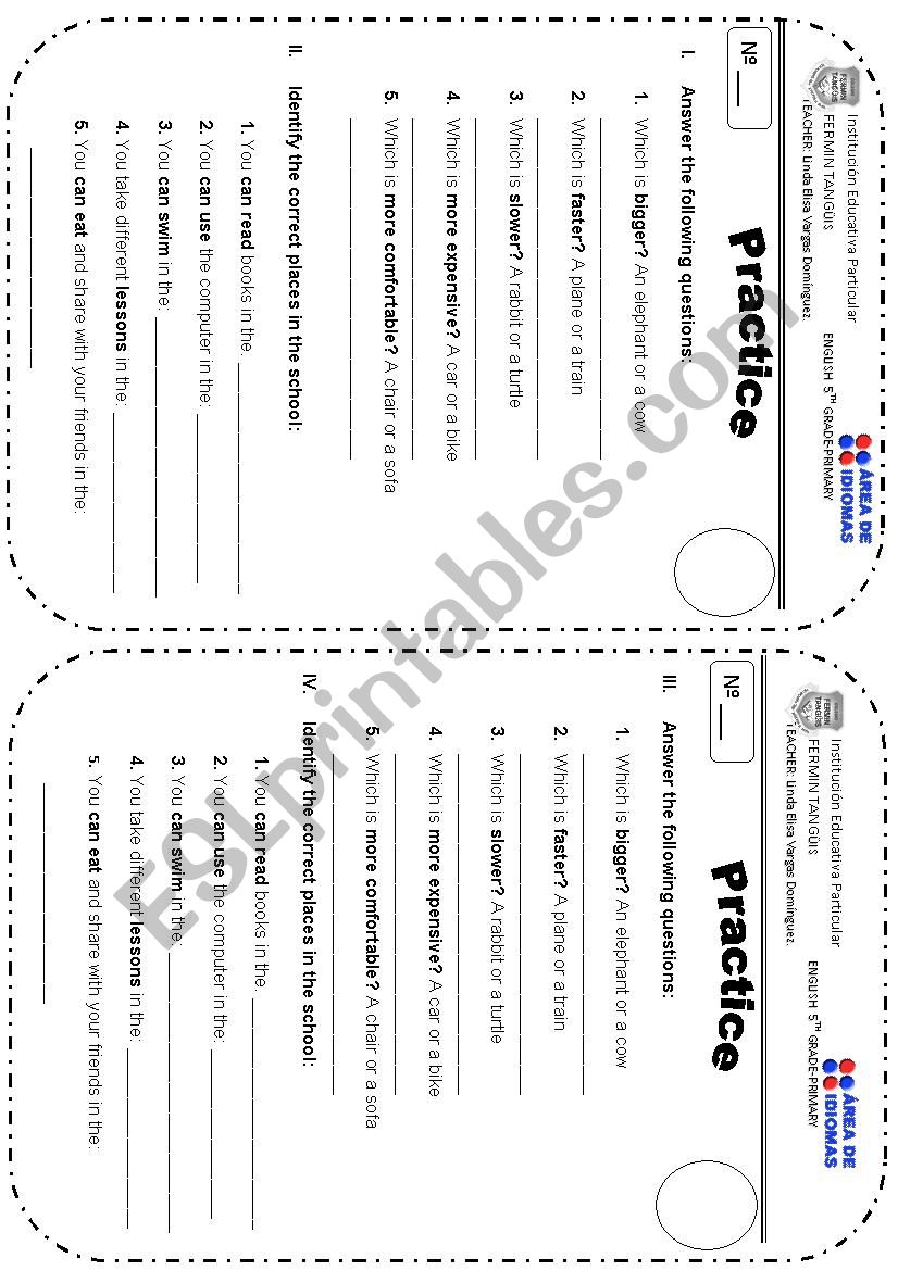 COMPARATIVE - PRACTICE worksheet