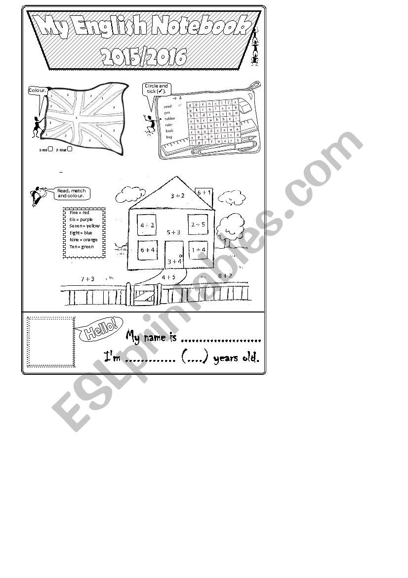 Notebook cover 2 worksheet