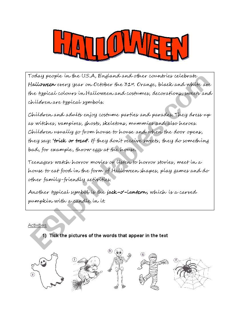 Halloween present simple  worksheet