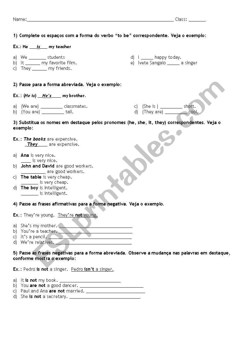 Verb To Be worksheet