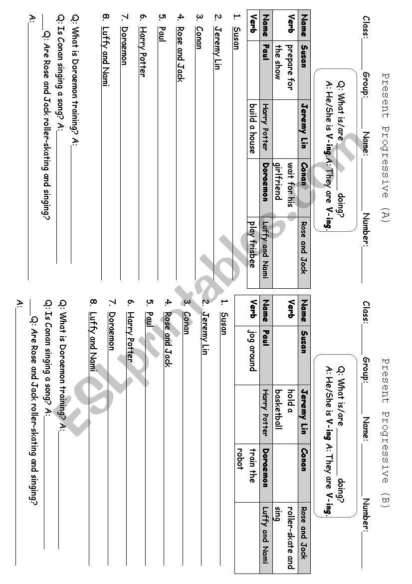 Present Progressive worksheet