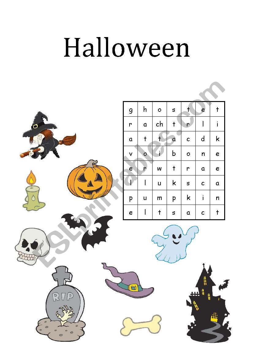 Halloween wordsearch worksheet