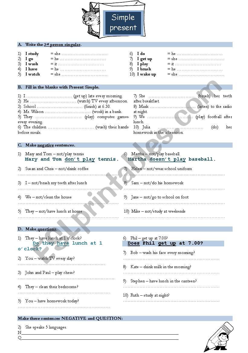 Simple present worksheet