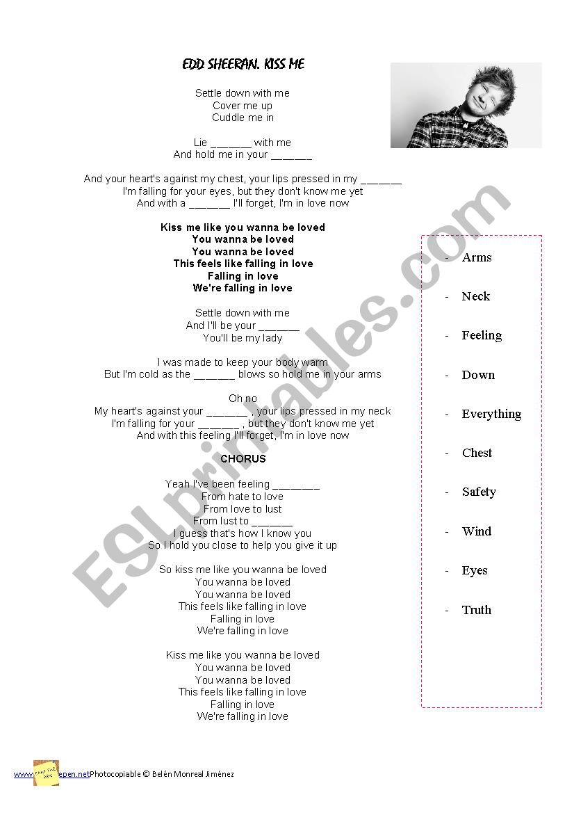 Kiss me worksheet