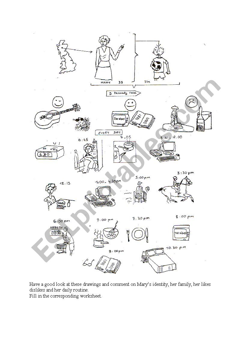 Marys daily routine worksheet