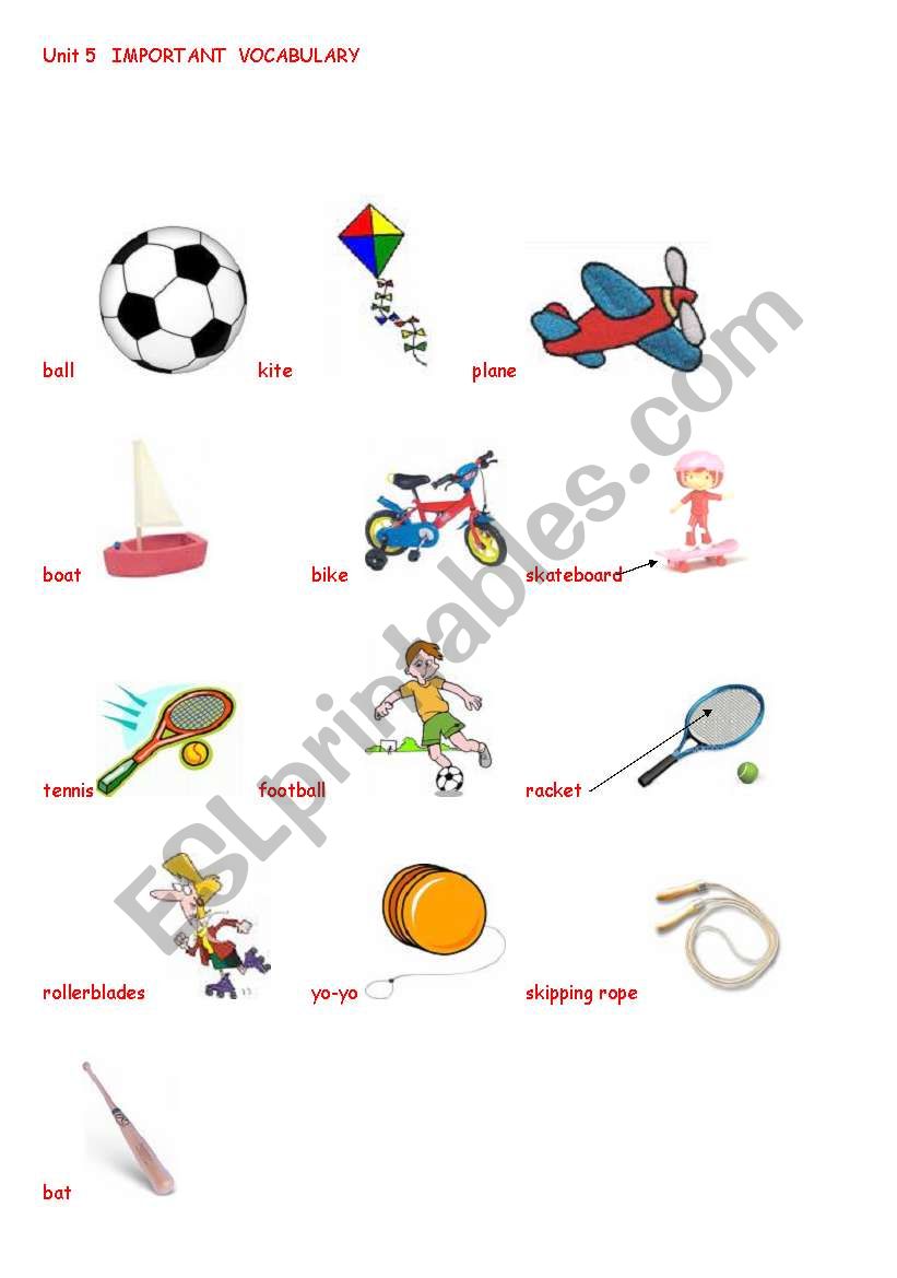 toys flascards worksheet