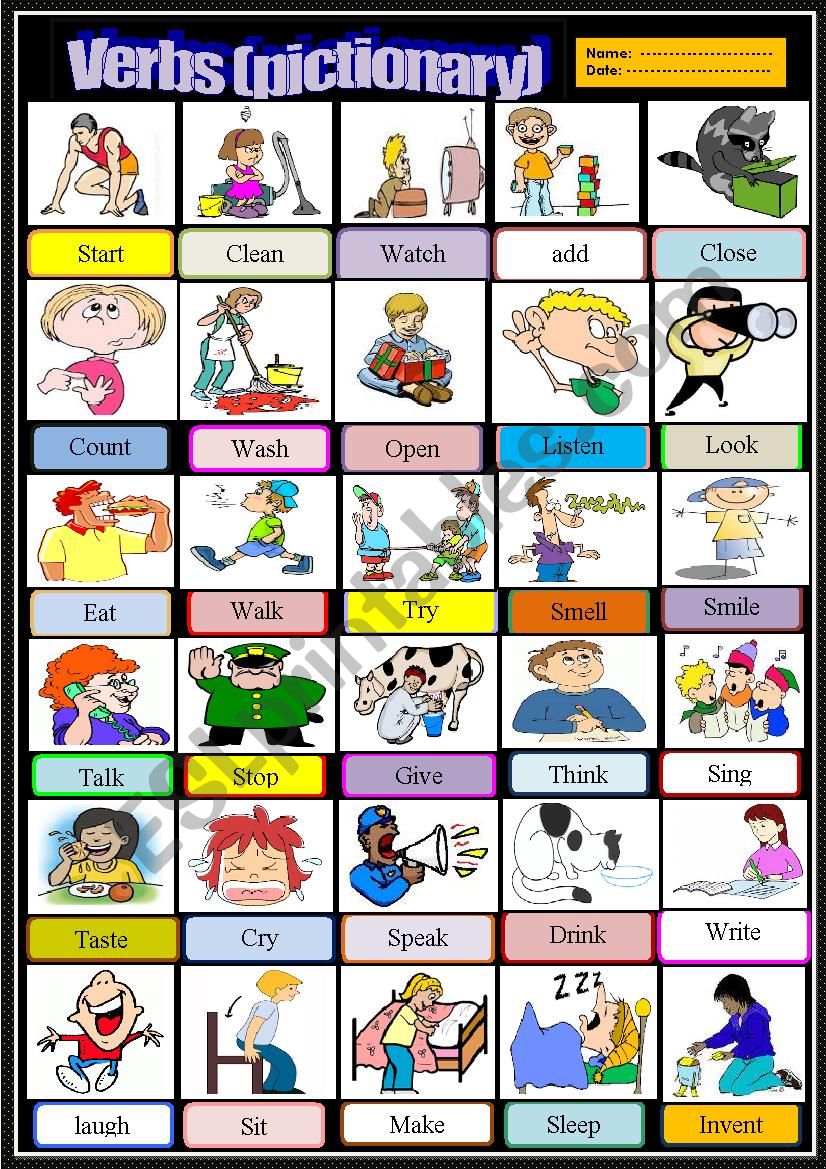 Verbs  (Pictionary) worksheet