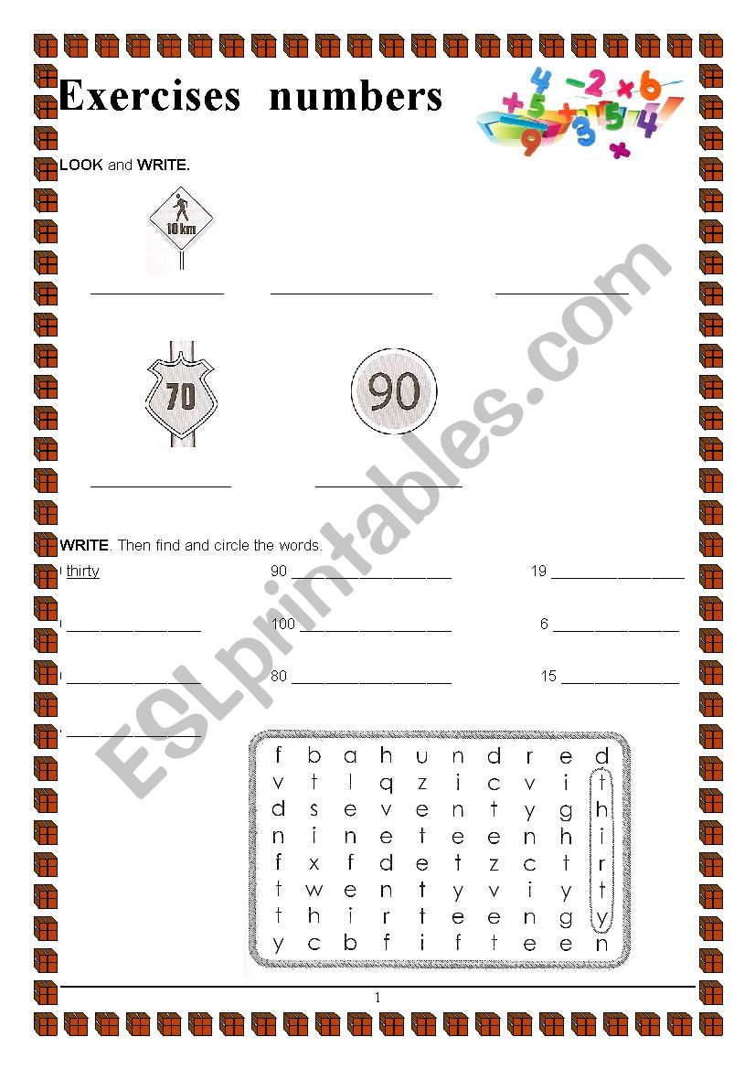 Numbers worksheet