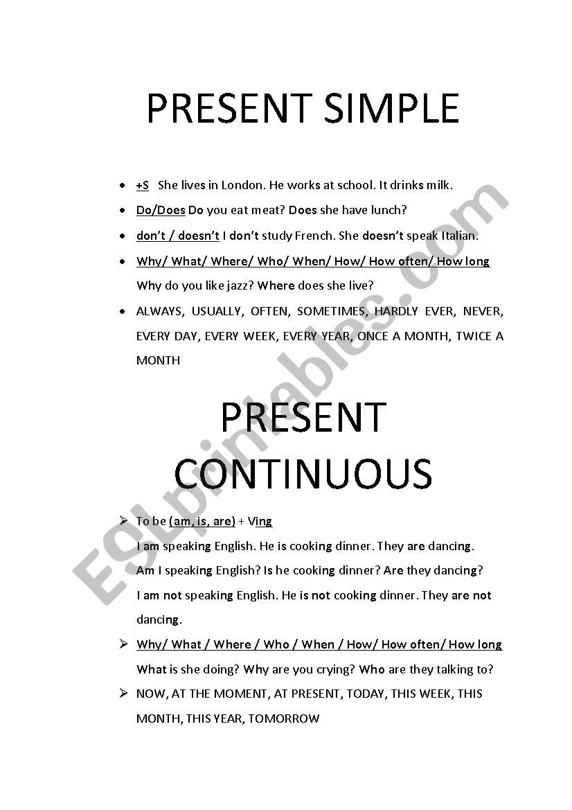 Present Simple Present Continuous Present Perfect