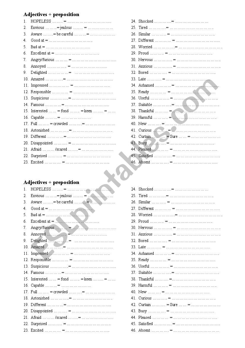 Test_on_adjective_preposition worksheet