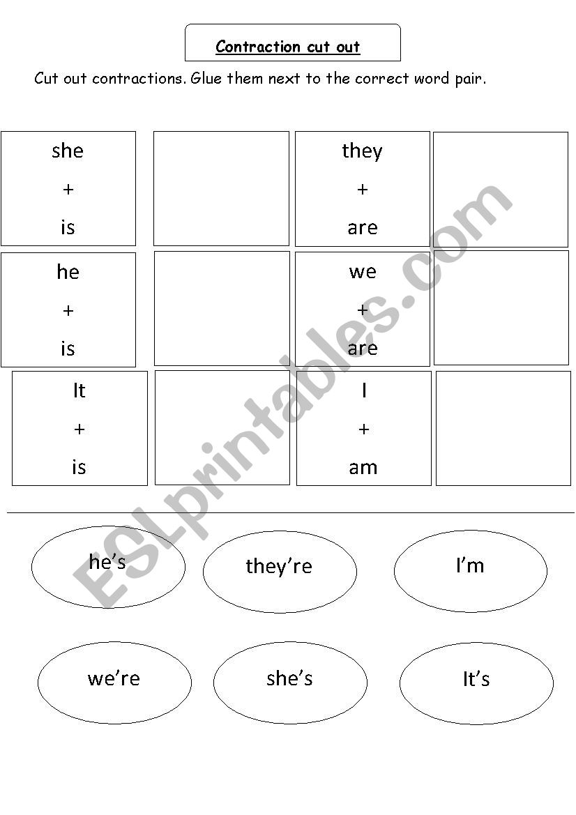 contraction worksheet