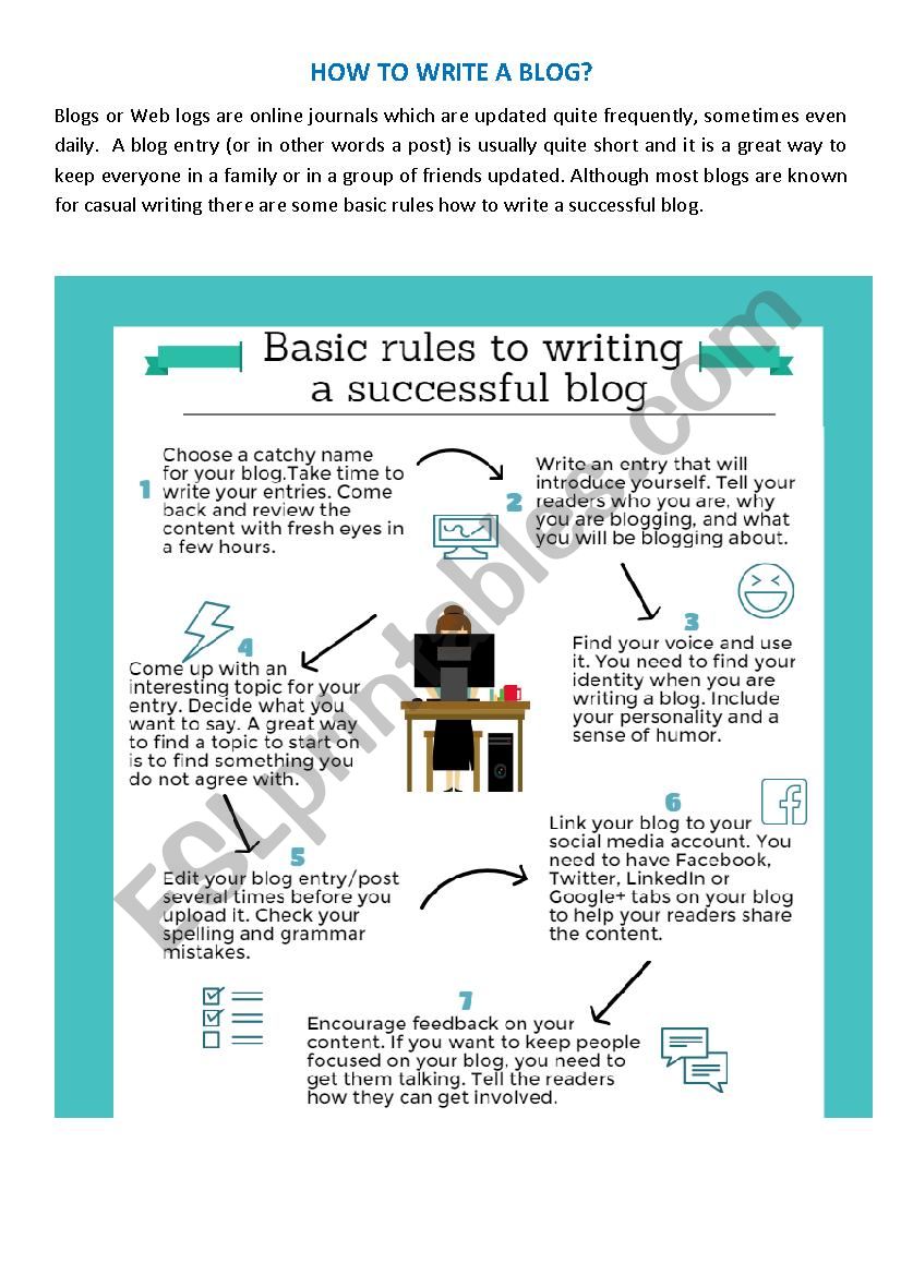 HOW TO WRITE A BLOG? - ESL worksheet by morenika30