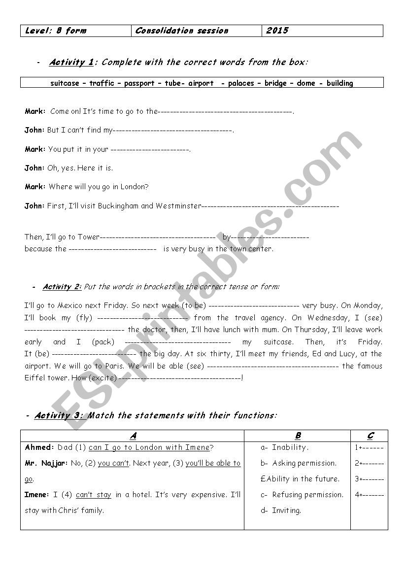 London wonders worksheet worksheet