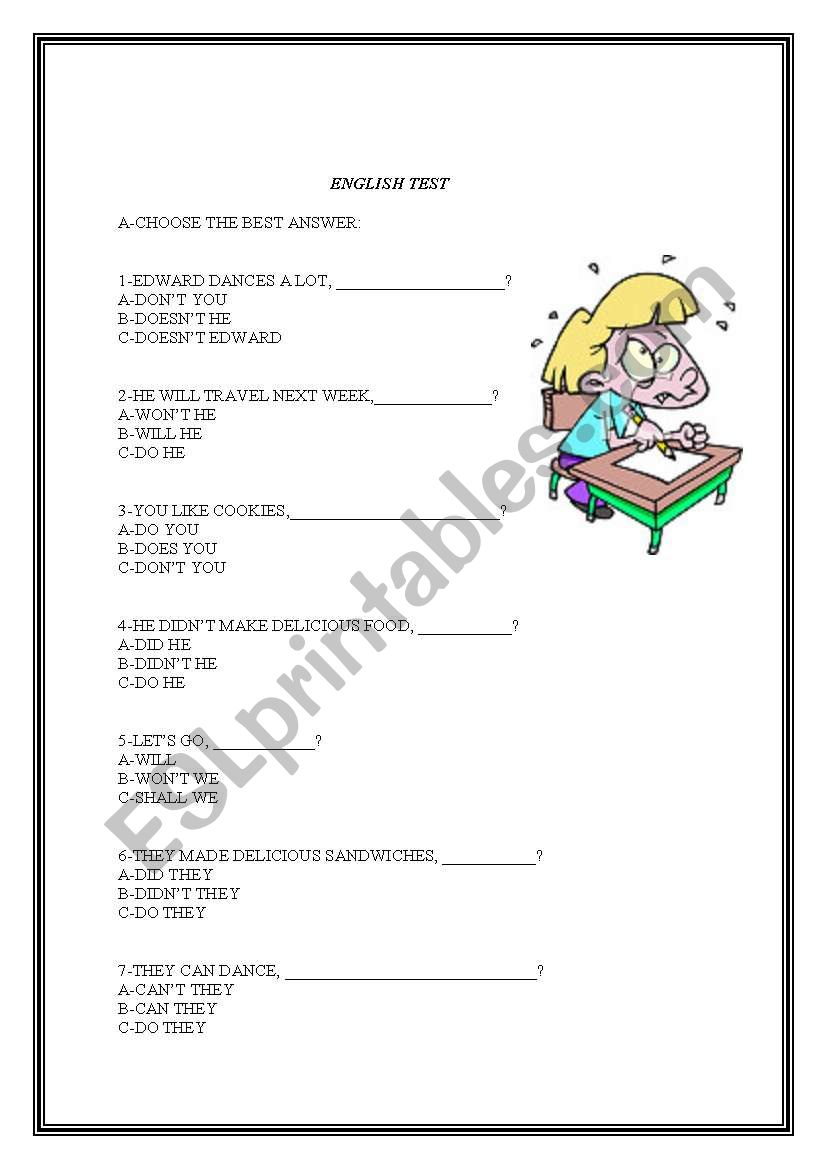 TAG QUESTIONS worksheet