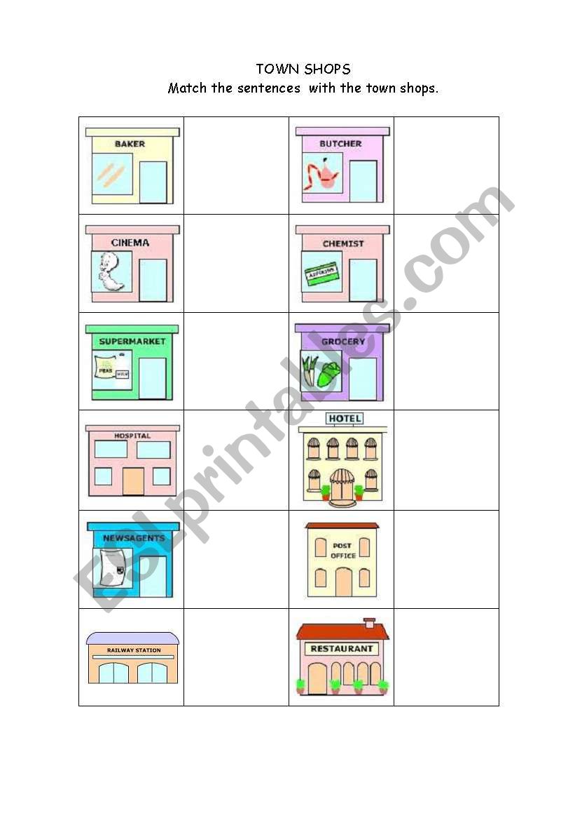 TOWN SHOPS worksheet