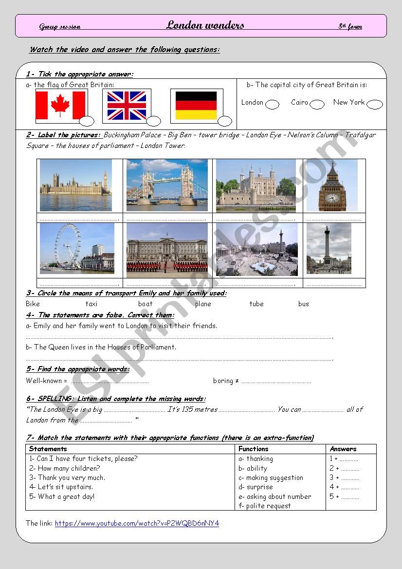 London wonders -group session worksheet