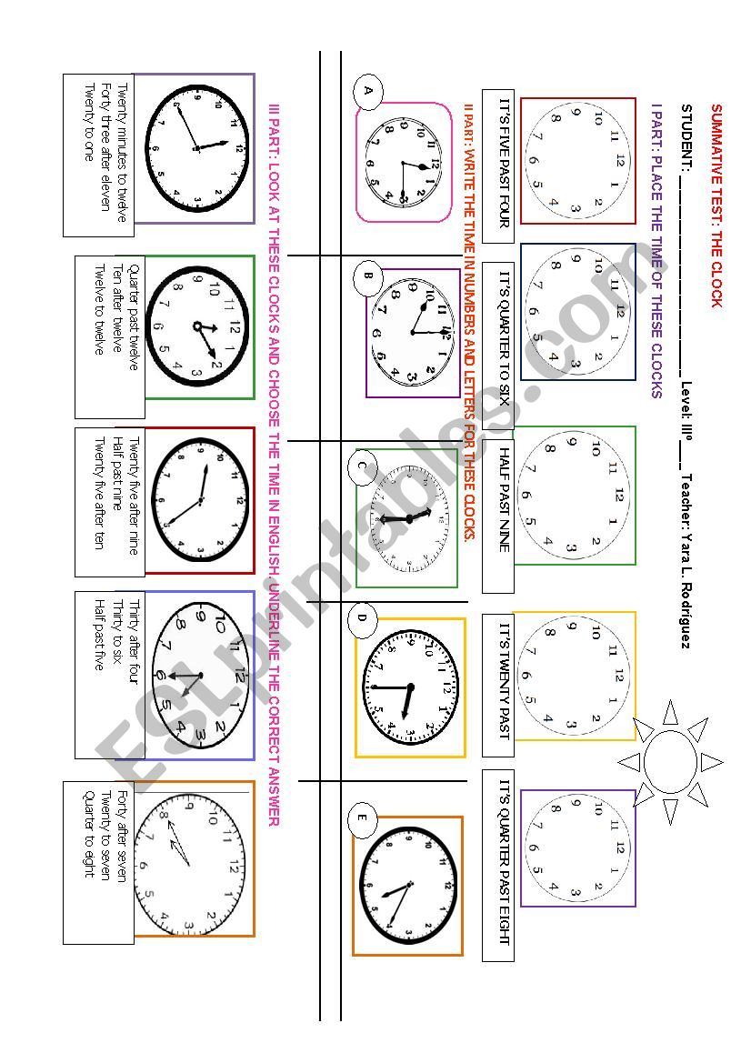 THE CLOCK: TELLING THE TIME  worksheet