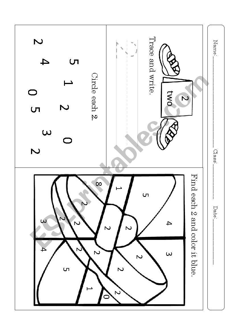 learning number 2 worksheet