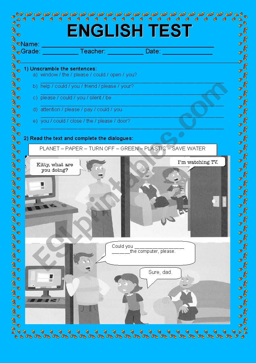 5th grade exercises worksheet