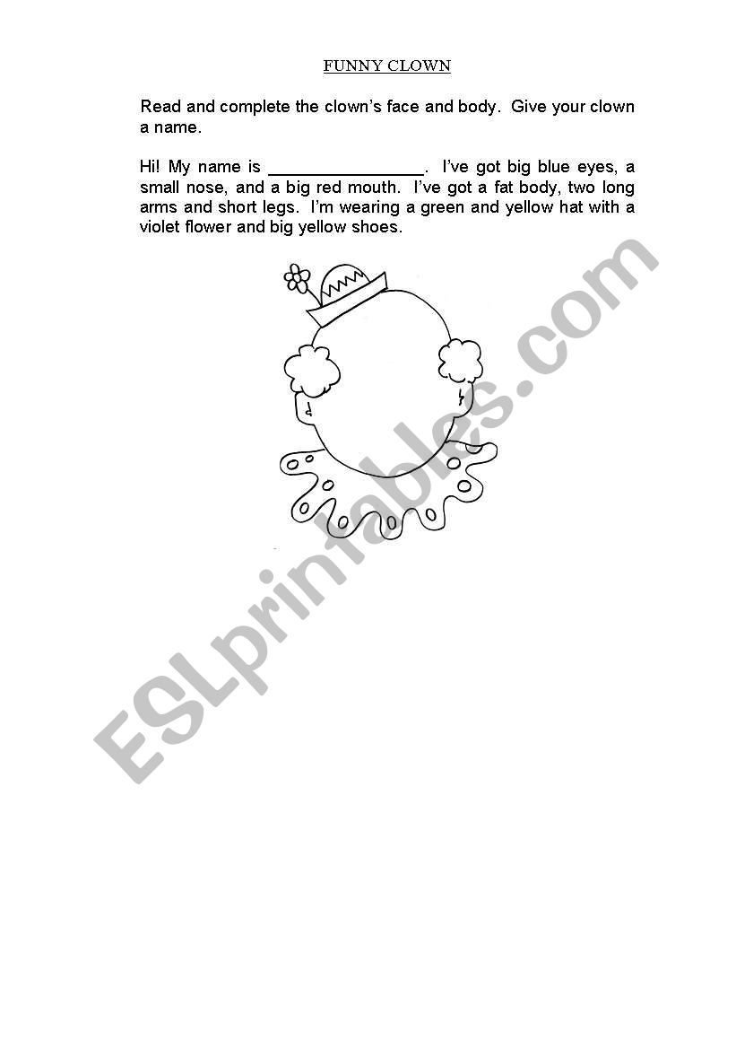 FUNNY CLOWN worksheet