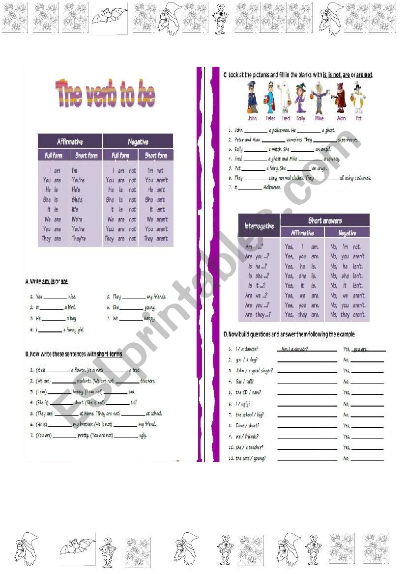 Verb to be all forms worksheet