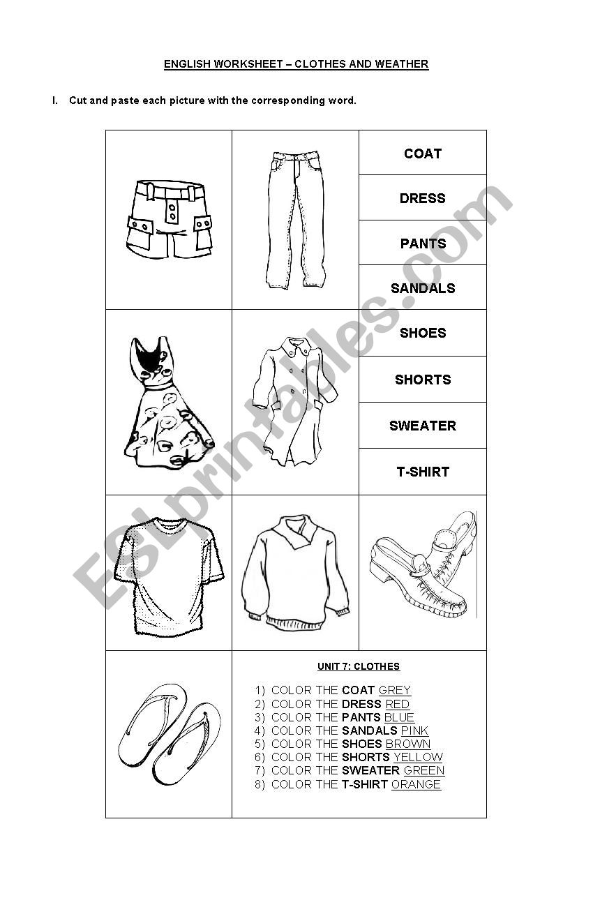 Clothes and Weather  worksheet