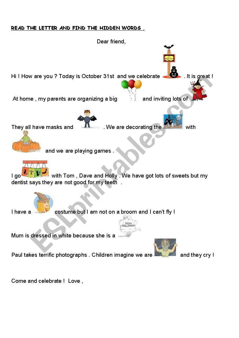 HALLOWEEN LETTER worksheet