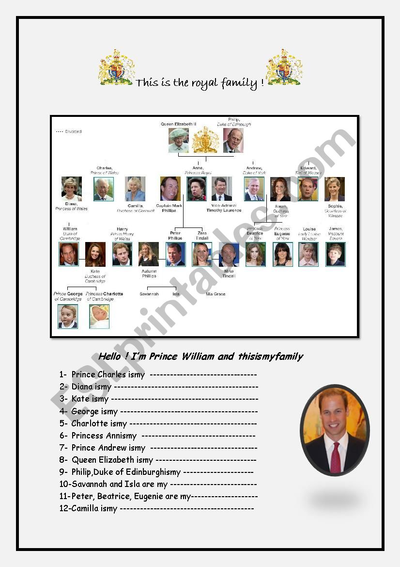 royal family worksheet