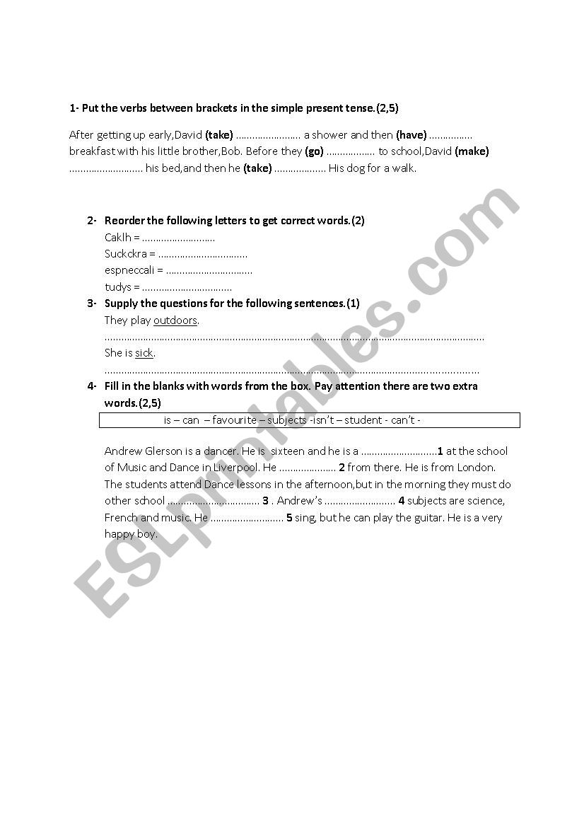 English worksheet worksheet