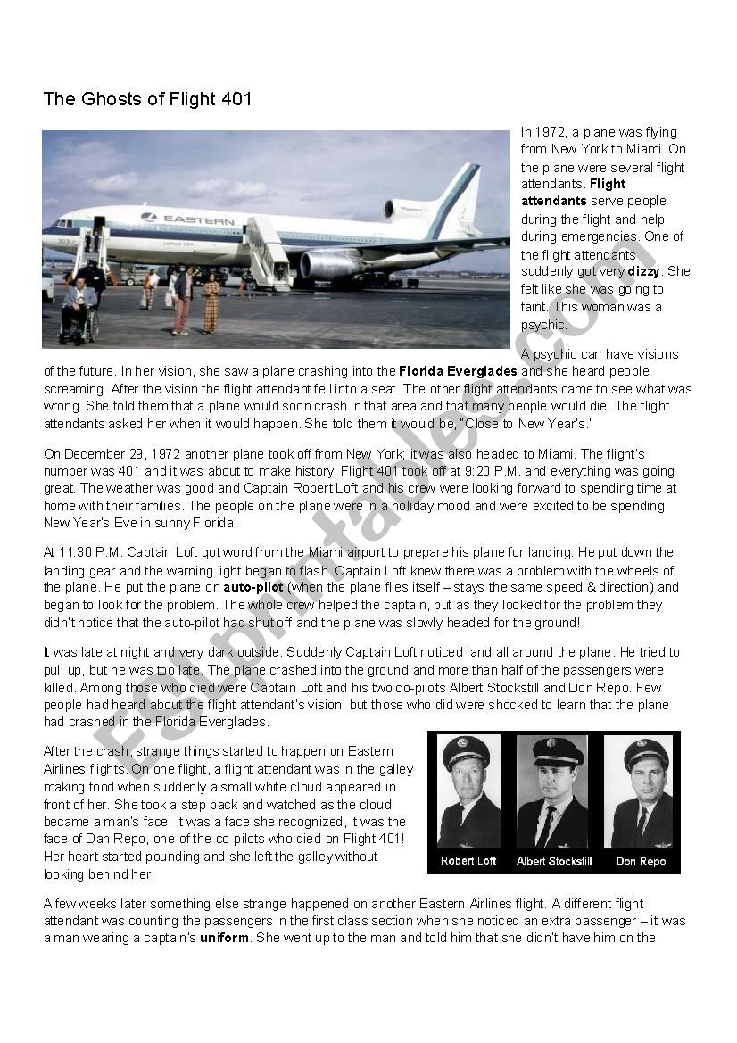 The Ghosts of Flight 401 worksheet