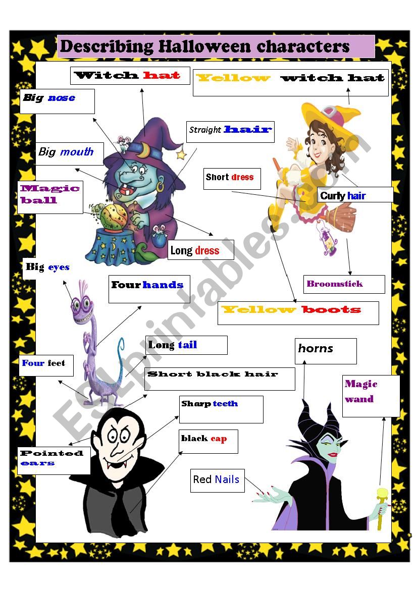 Describing Halloween characters pictionary