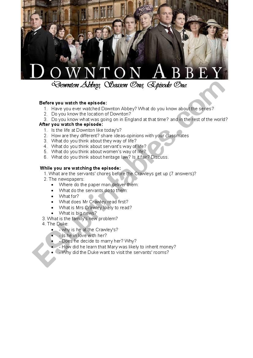 Downton Abbey - Video Worksheet