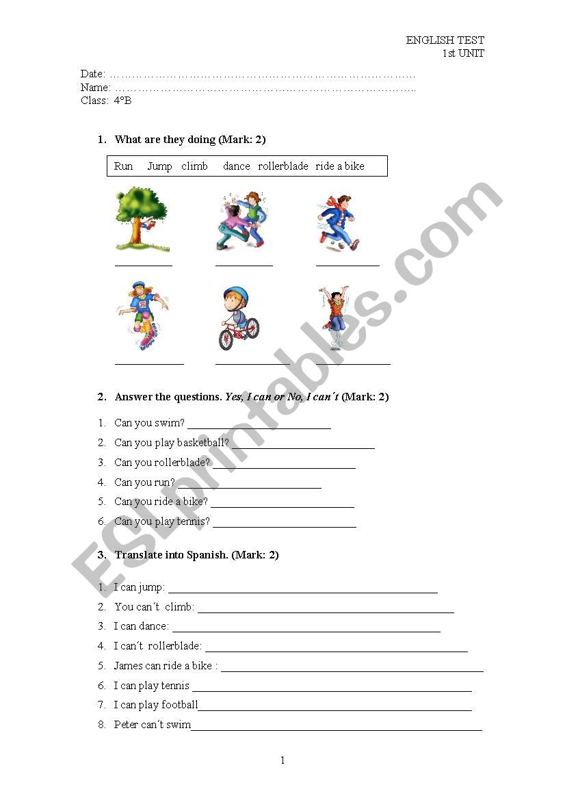 English worksheet can-cant worksheet