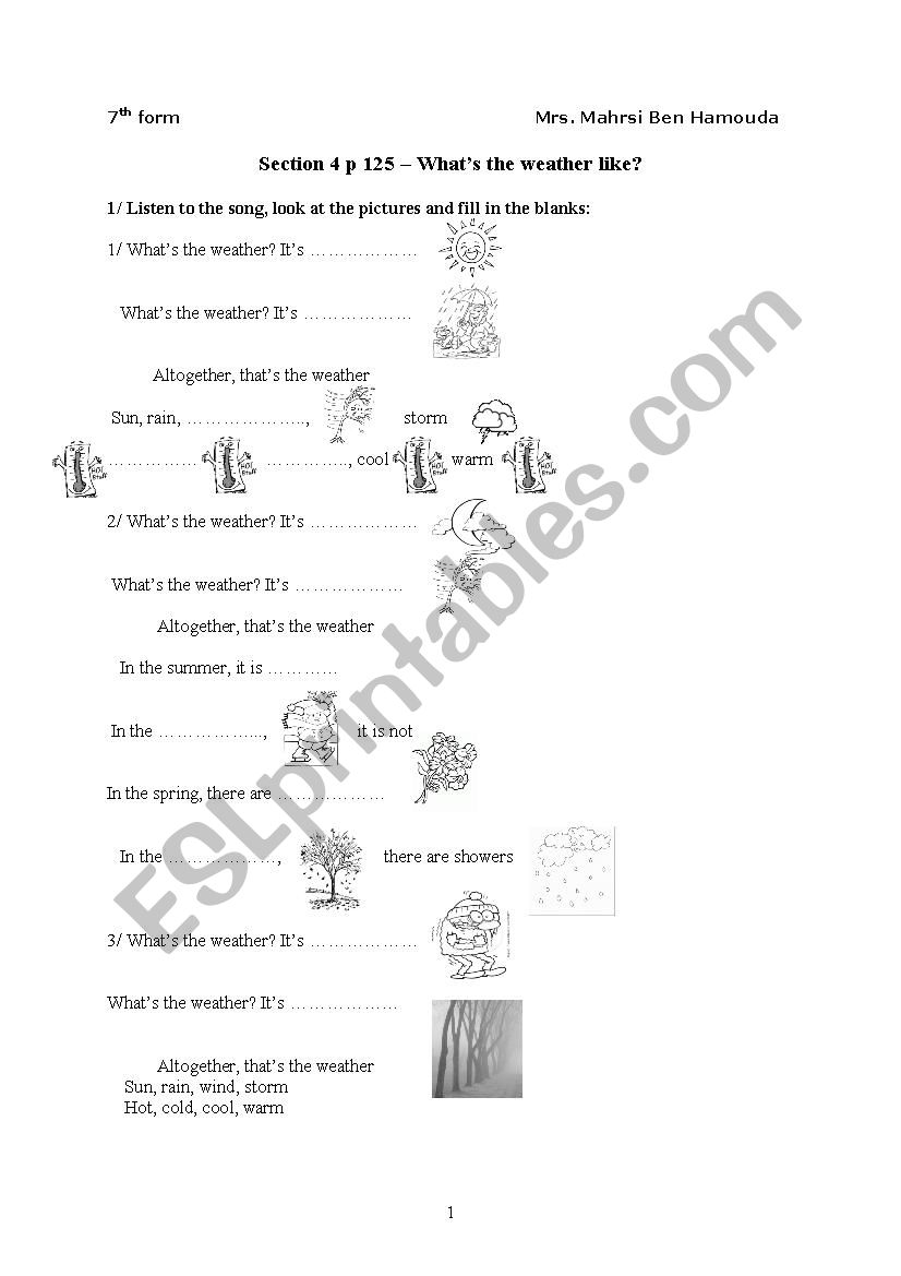 whats the weather like worksheet