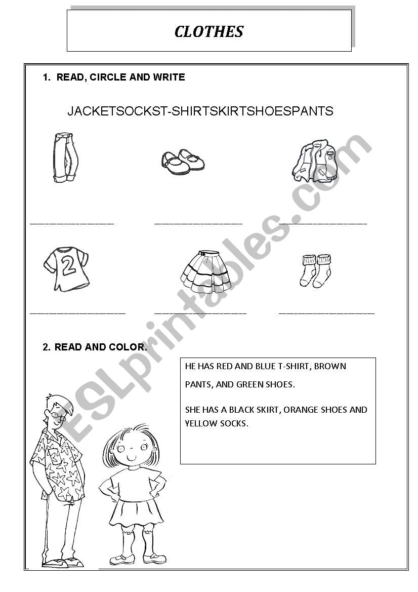 My clothes worksheet