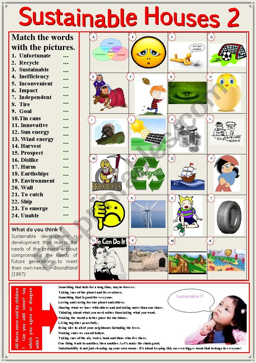 Sustainable houses 2 Vocabulary + questions + KEY 