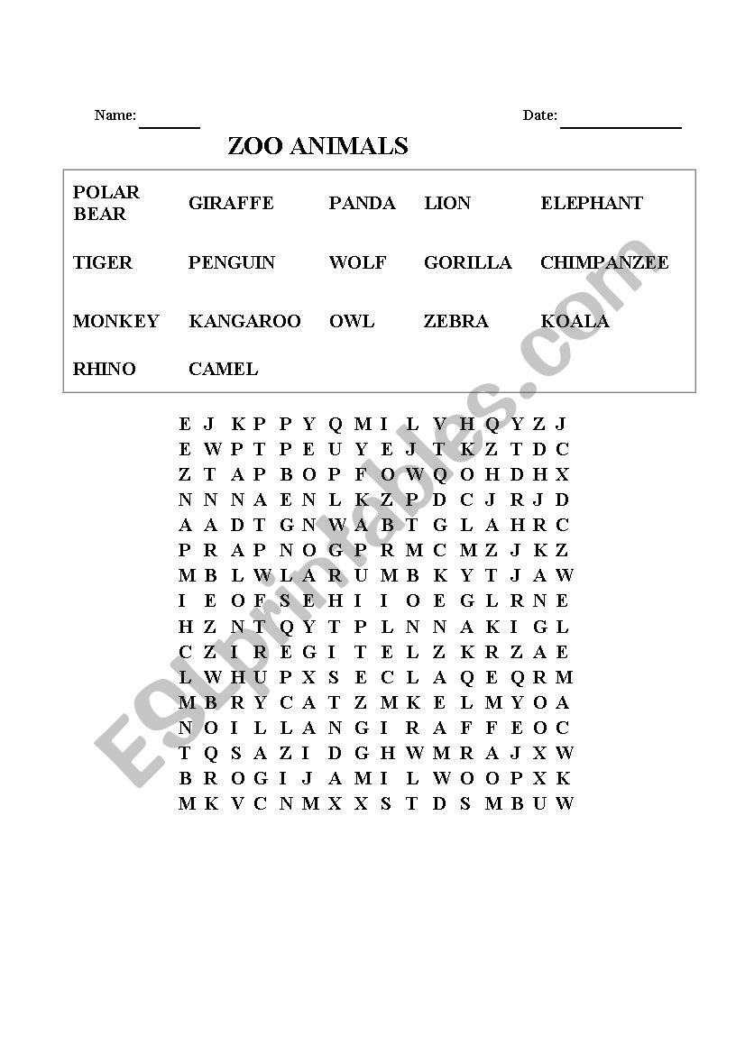 ZOO ANIMALS 1 worksheet