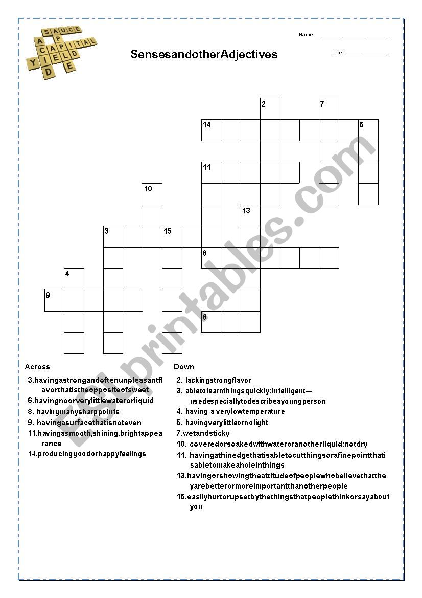 Senses (and some other adjectives) crossword