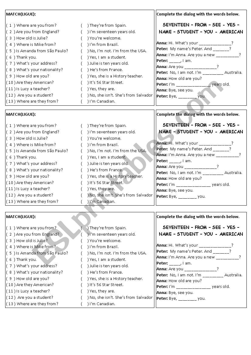 English exercises worksheet