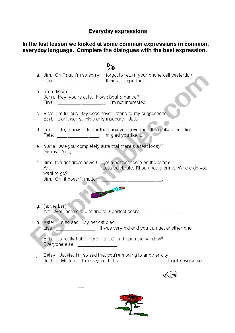 Everyday social expressions worksheet