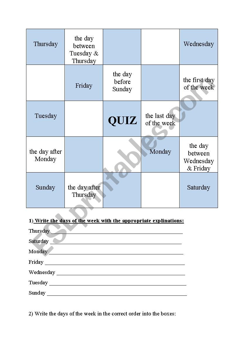 Vocabulary Quiz worksheet