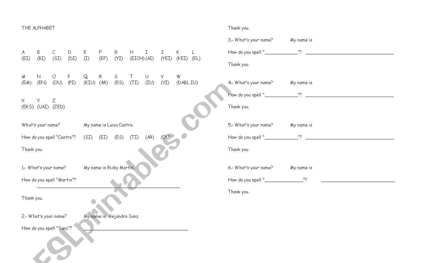 THE ALPHABET worksheet