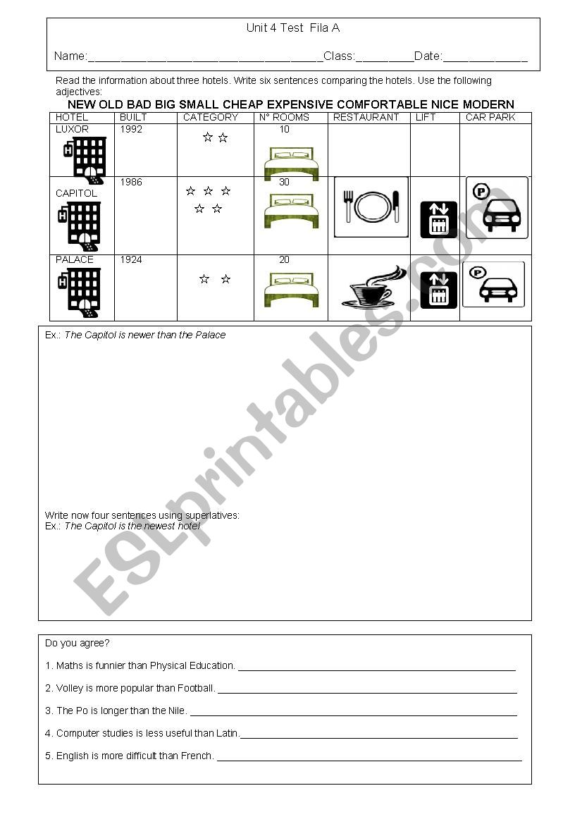 comparatives and superlatives worksheet