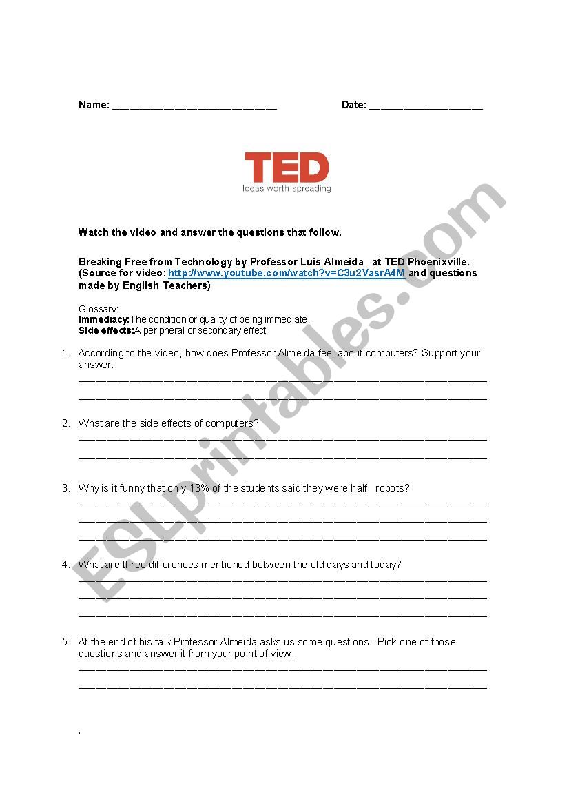 TED talk - Breaking Free from Technology 