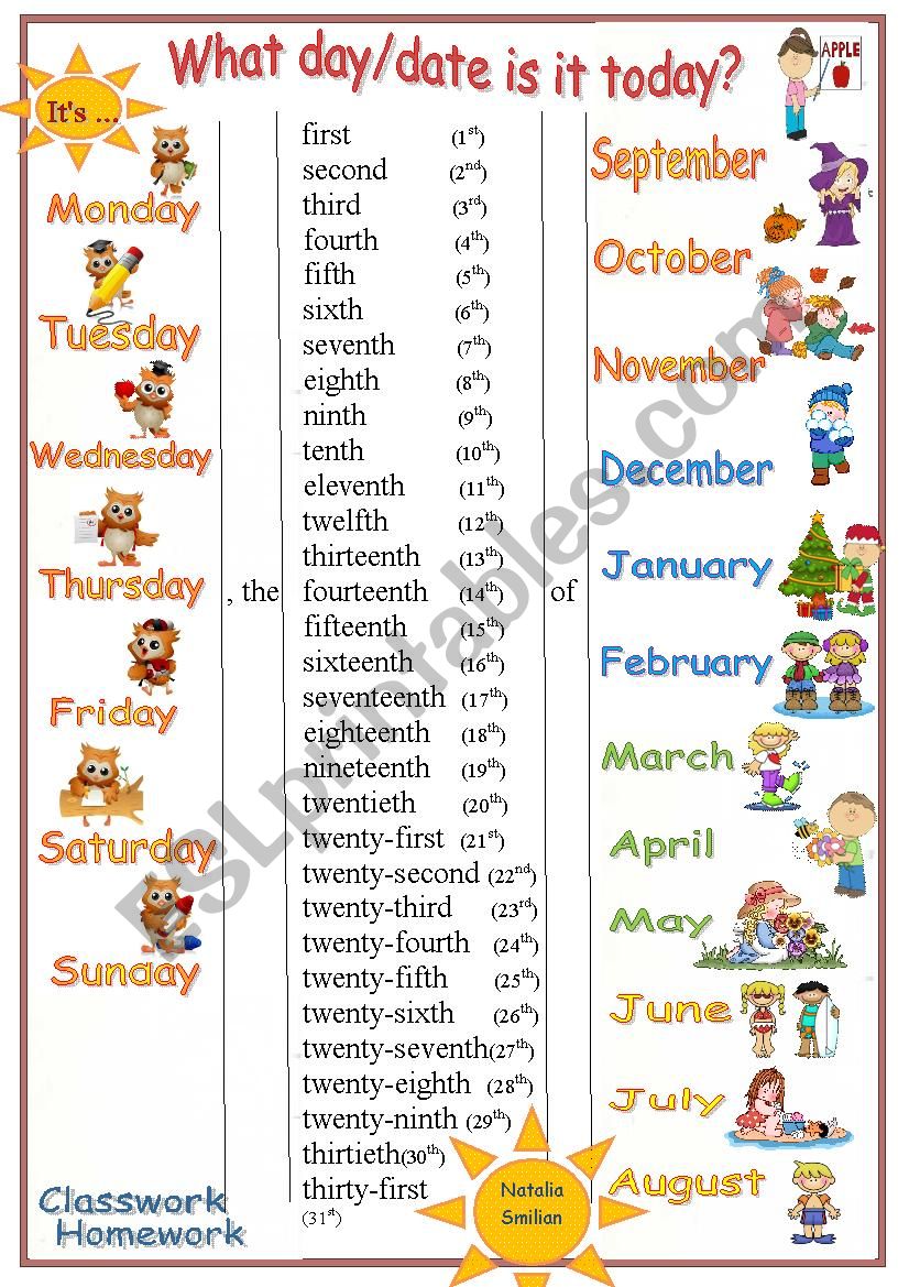 TodayÂ´s date worksheet