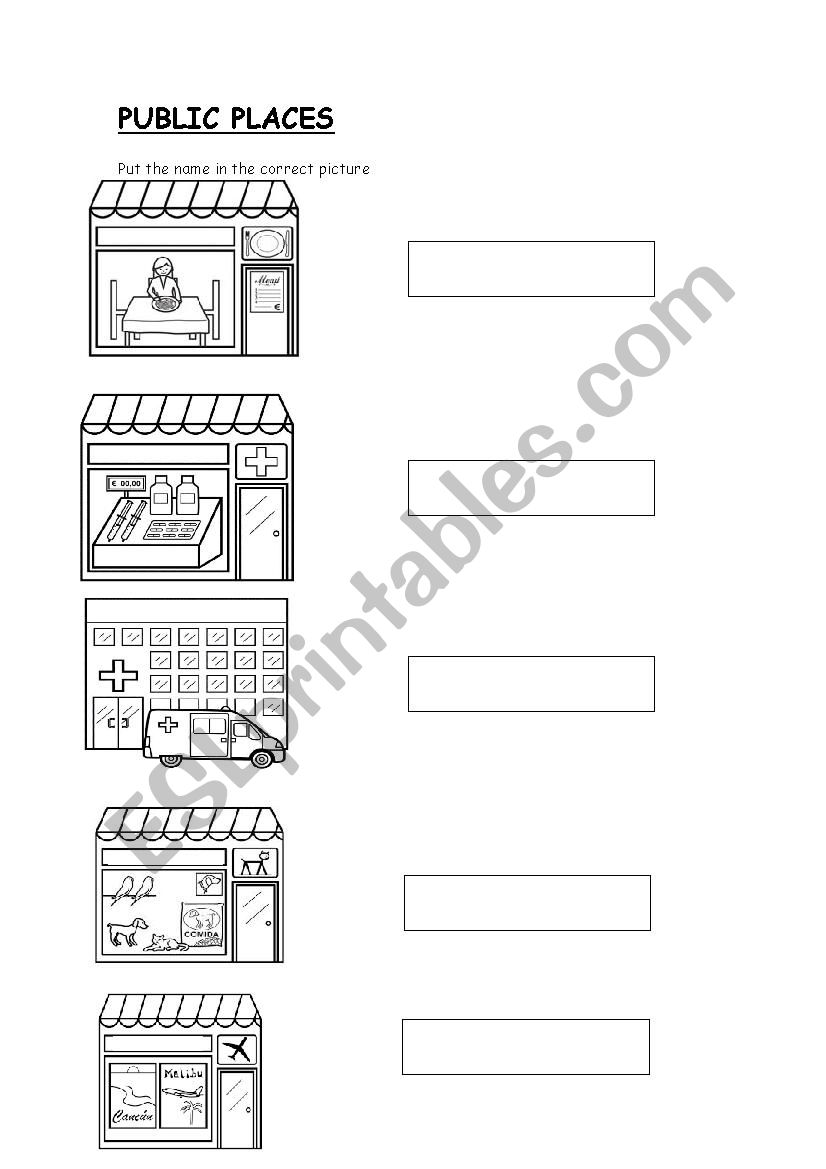 PUBLIC PLACES  worksheet