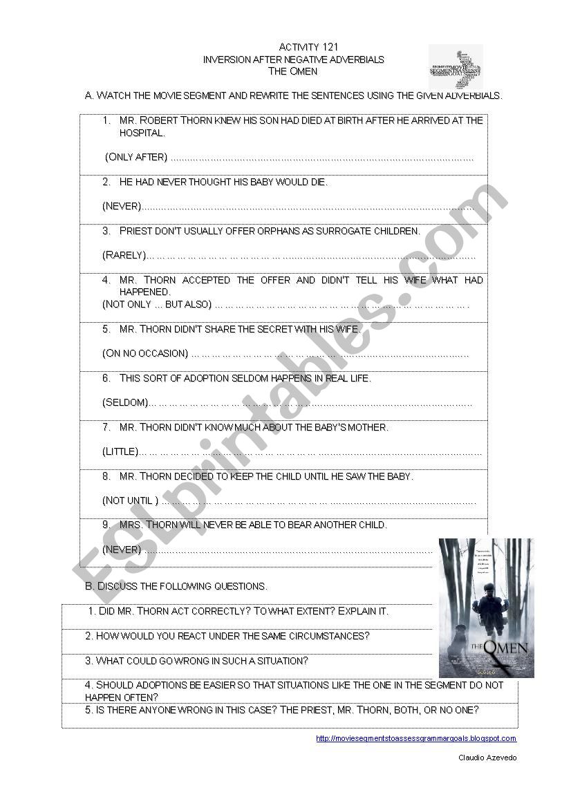 Inversions after negatives worksheet