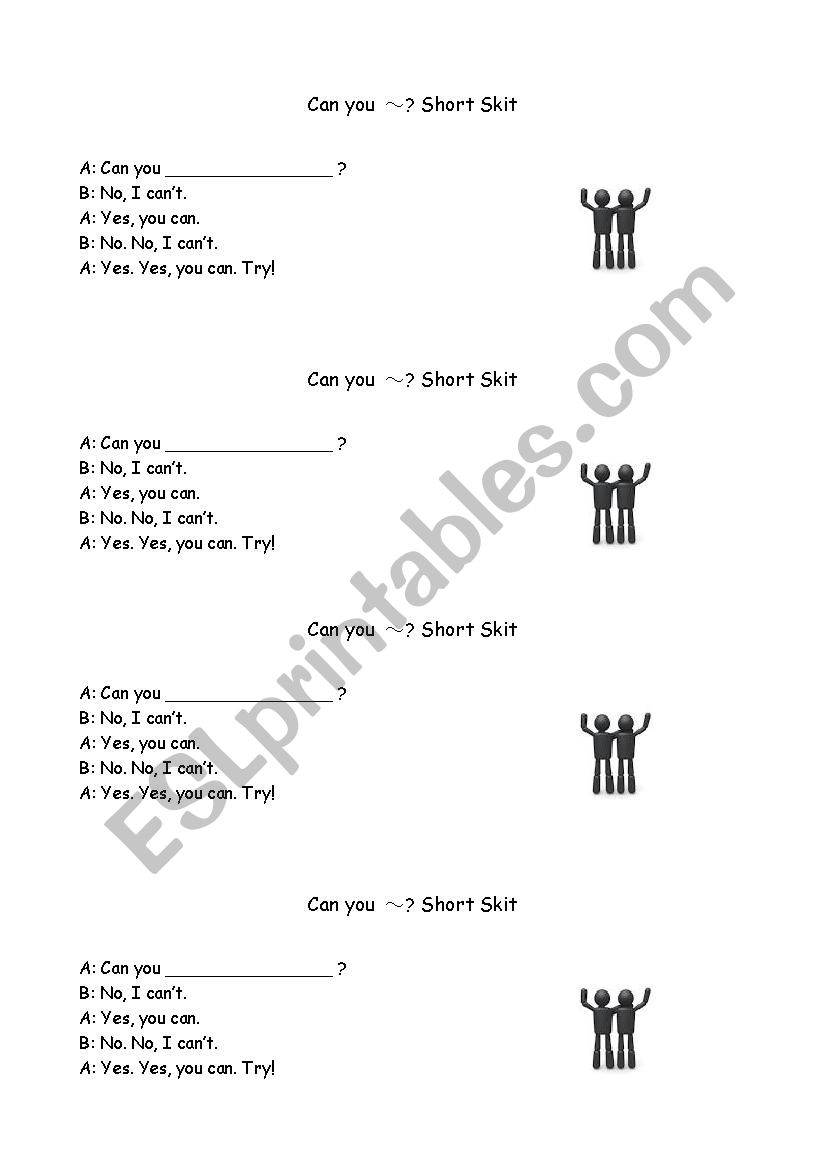 Can you? Skit pair performance worksheet