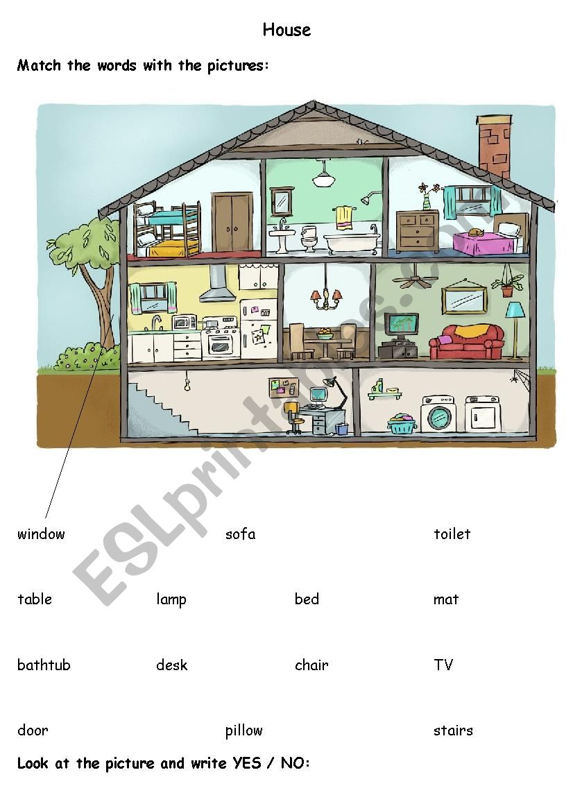 House things worksheet